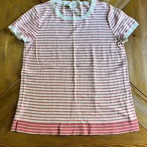 Striped Women’s T-Shirt - Pink and White